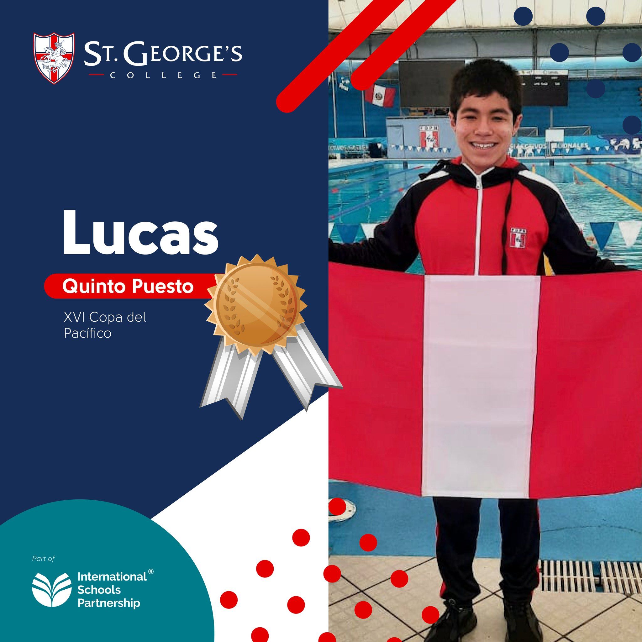 Lucas Quinto Lugar en Natación de Aguas Abiertas St College